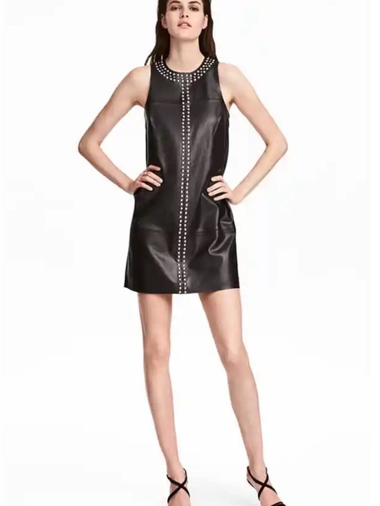 H&M Dresses & Skirts - H&M limited edition Black Stud-Trim Sleeveless leatherette Mini Dress -8